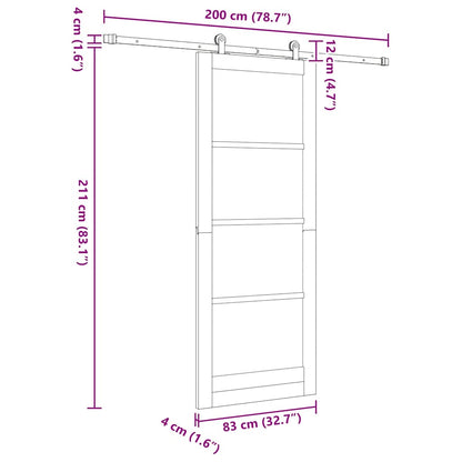 Sliding Door Set Manual ORKDAL Natural and white 83 x 211 cm