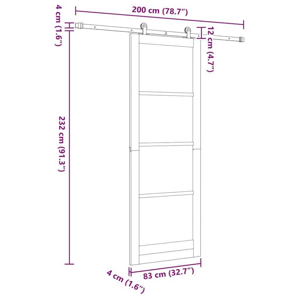 Sliding Door Set Manual ORKDAL Natural and white 83 x 232 cm
