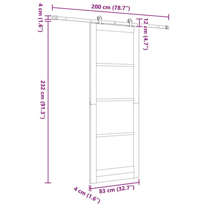 Sliding Door Set Manual ORKDAL Natural and white 83 x 232 cm