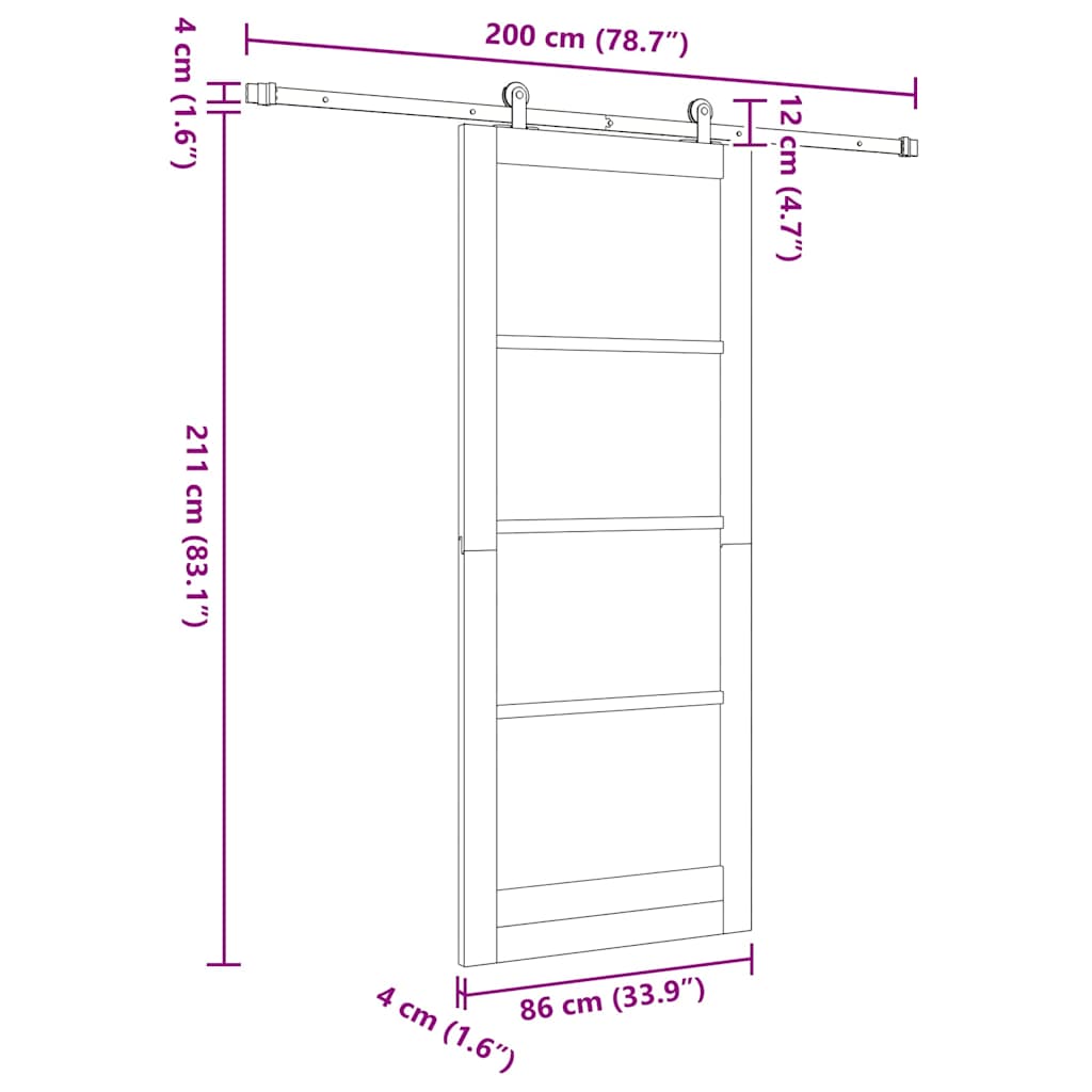 Sliding Door Set Manual ORKDAL Natural and white 86 x 211 cm