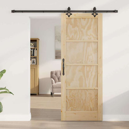 Sliding Door Manual Natural and black 78 x 202 cm