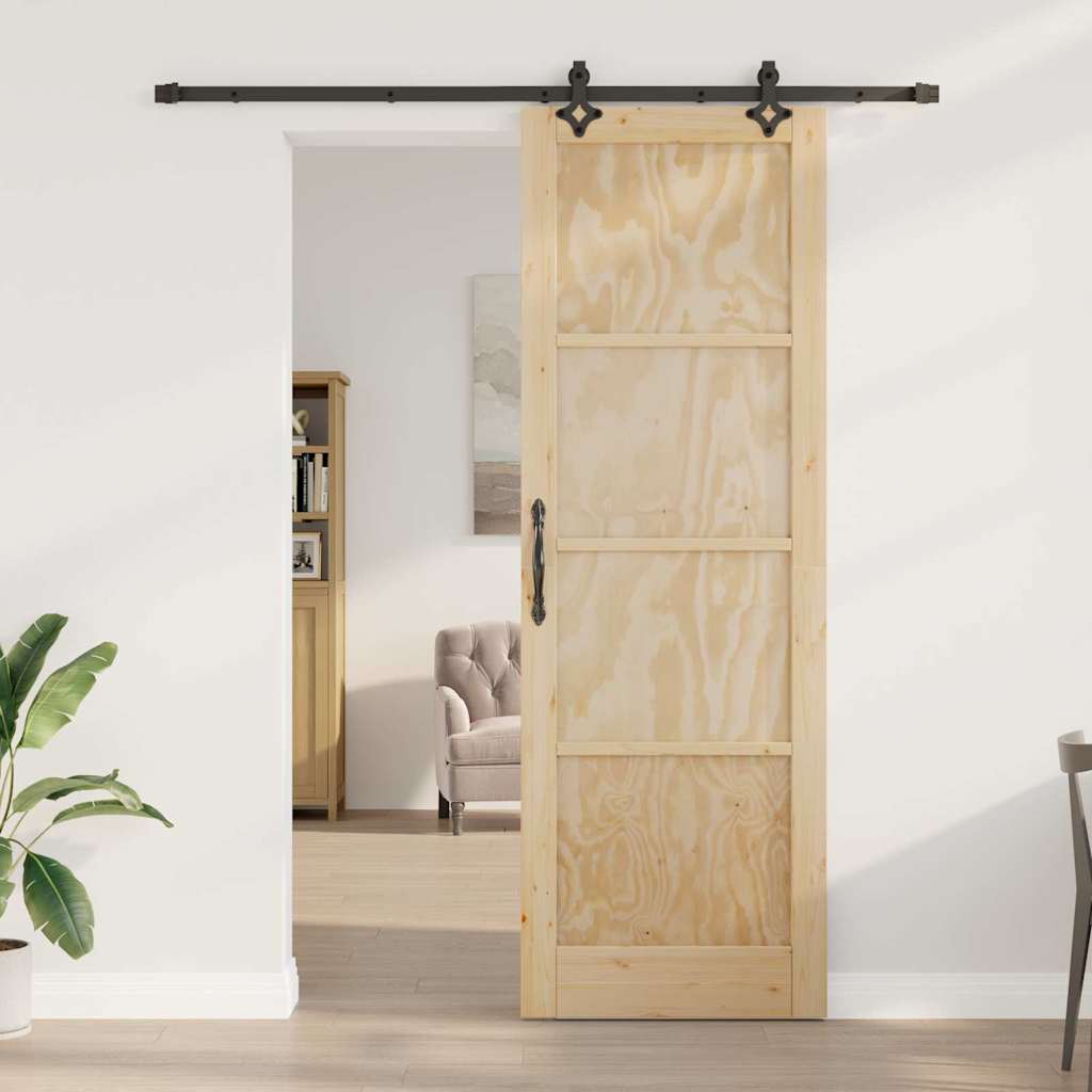 Sliding Door Manual Natural and black 78 x 232 cm