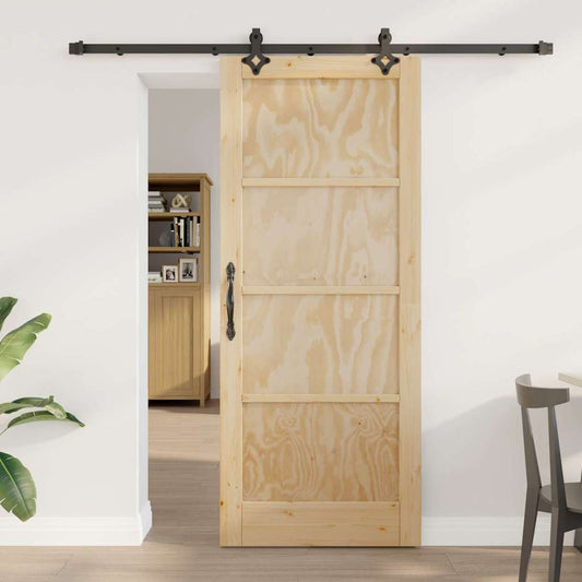 Sliding Door Manual Natural and black 83 x 202 cm