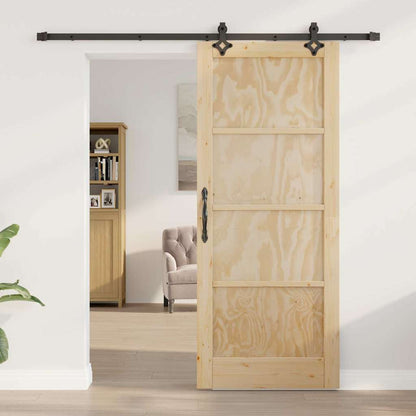 Sliding Door Manual Natural and black 83 x 202 cm