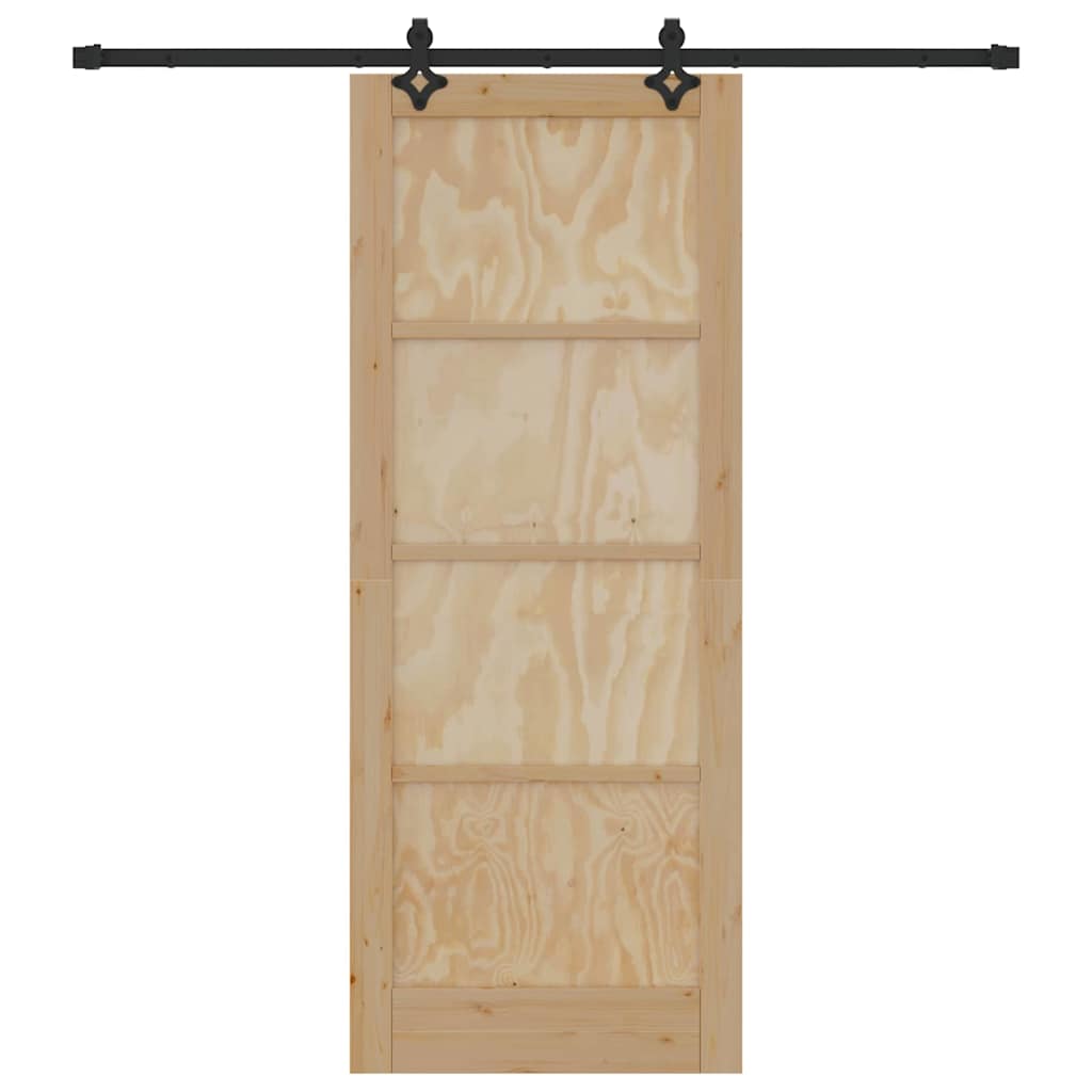 Sliding Door Manual Natural and black 83 x 211 cm
