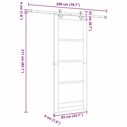 Sliding Door Manual Natural and black 83 x 211 cm
