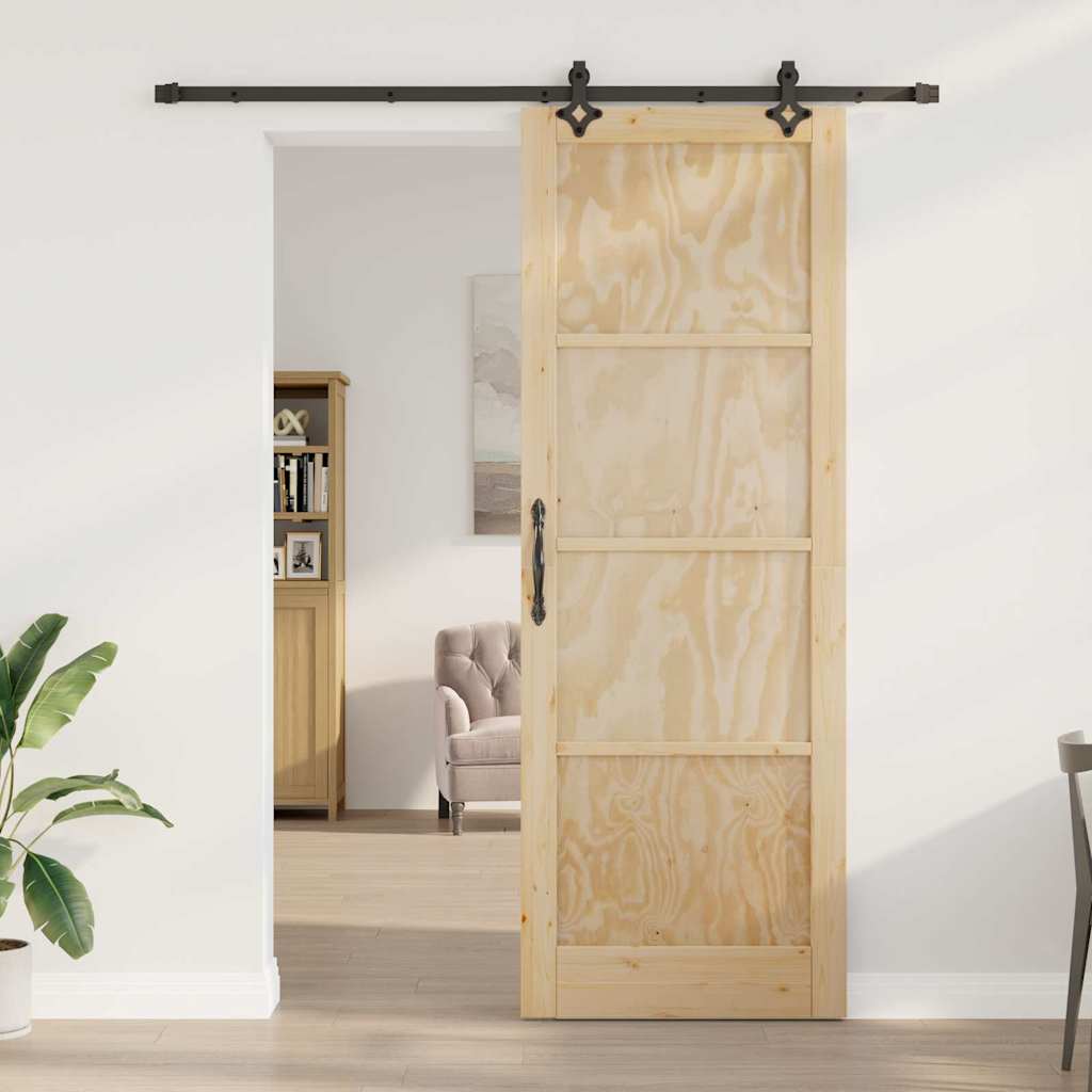 Sliding Door Manual Natural and black 83 x 232 cm