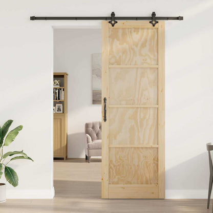 Sliding Door Manual Natural and black 83 x 232 cm