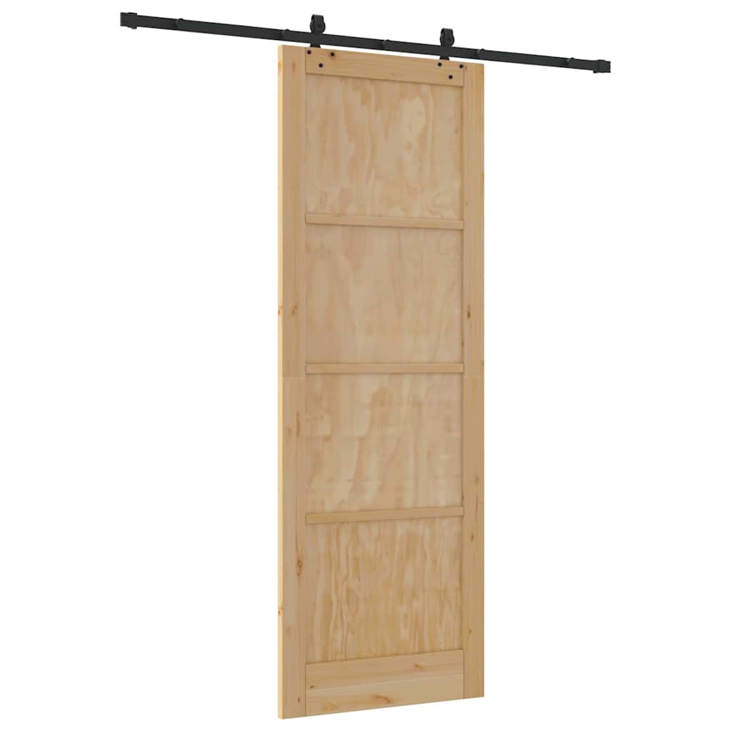 Sliding Door Manual Natural and black 83 x 232 cm