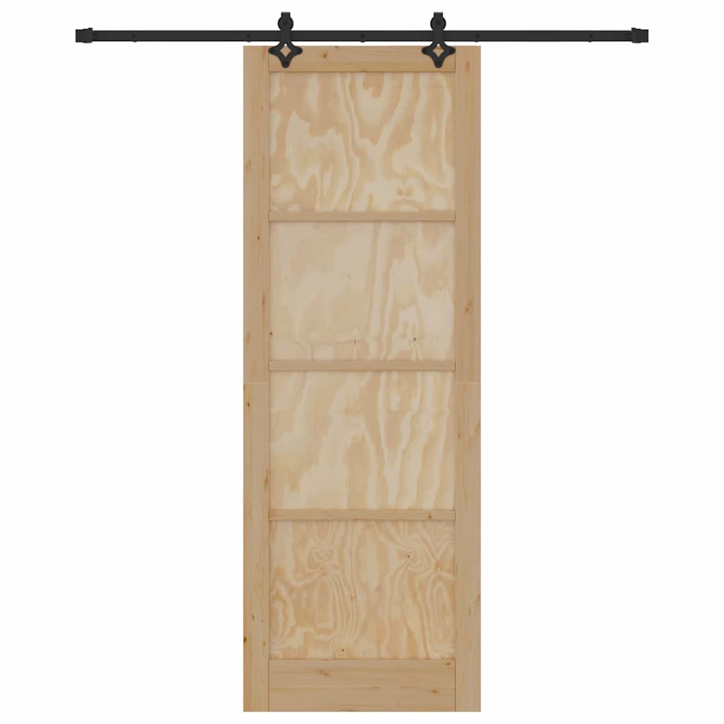Sliding Door Manual Natural and black 83 x 232 cm