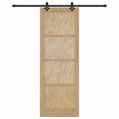 Sliding Door Manual Natural and black 83 x 232 cm