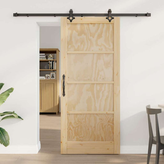 Sliding Door Manual Natural and black 86 x 198.5 cm