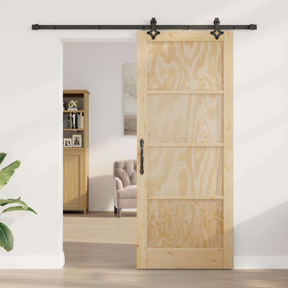 Sliding Door Manual Natural and black 86 x 211 cm