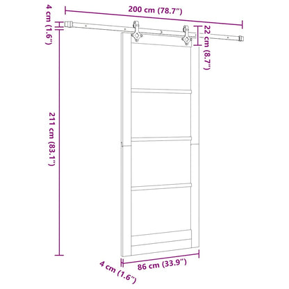 Sliding Door Manual Natural and black 86 x 211 cm