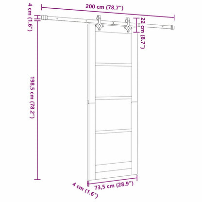 Sliding Door Manual Natural and white 73.5 x 198.5 cm