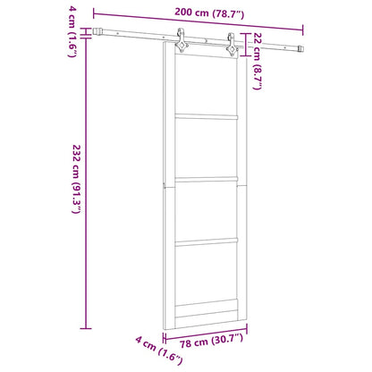 Sliding Door Manual Natural and white 78 x 232 cm