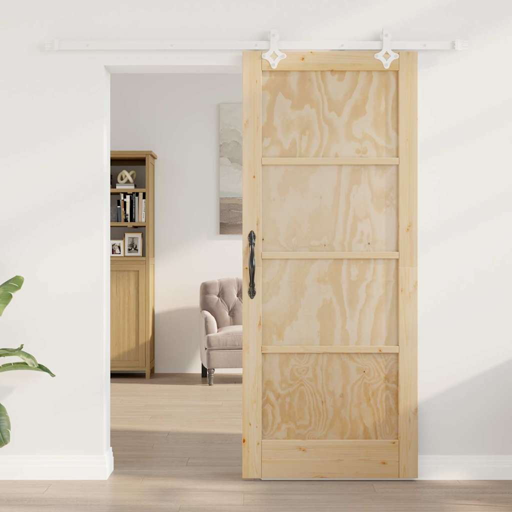 Sliding Door Manual White 83 x 202 cm Solid pine wood and steel