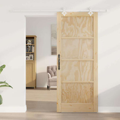 Sliding Door Manual White 83 x 202 cm Solid pine wood and steel