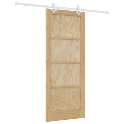 Sliding Door Manual White 83 x 202 cm Solid pine wood and steel