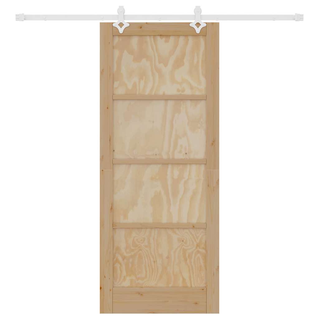 Sliding Door Manual White 83 x 202 cm Solid pine wood and steel
