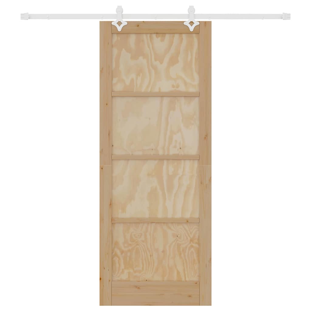 Sliding Door Manual White 83 x 211 cm Solid pine wood and steel