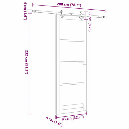 Sliding Door Manual Natural and white 83 x 232 cm