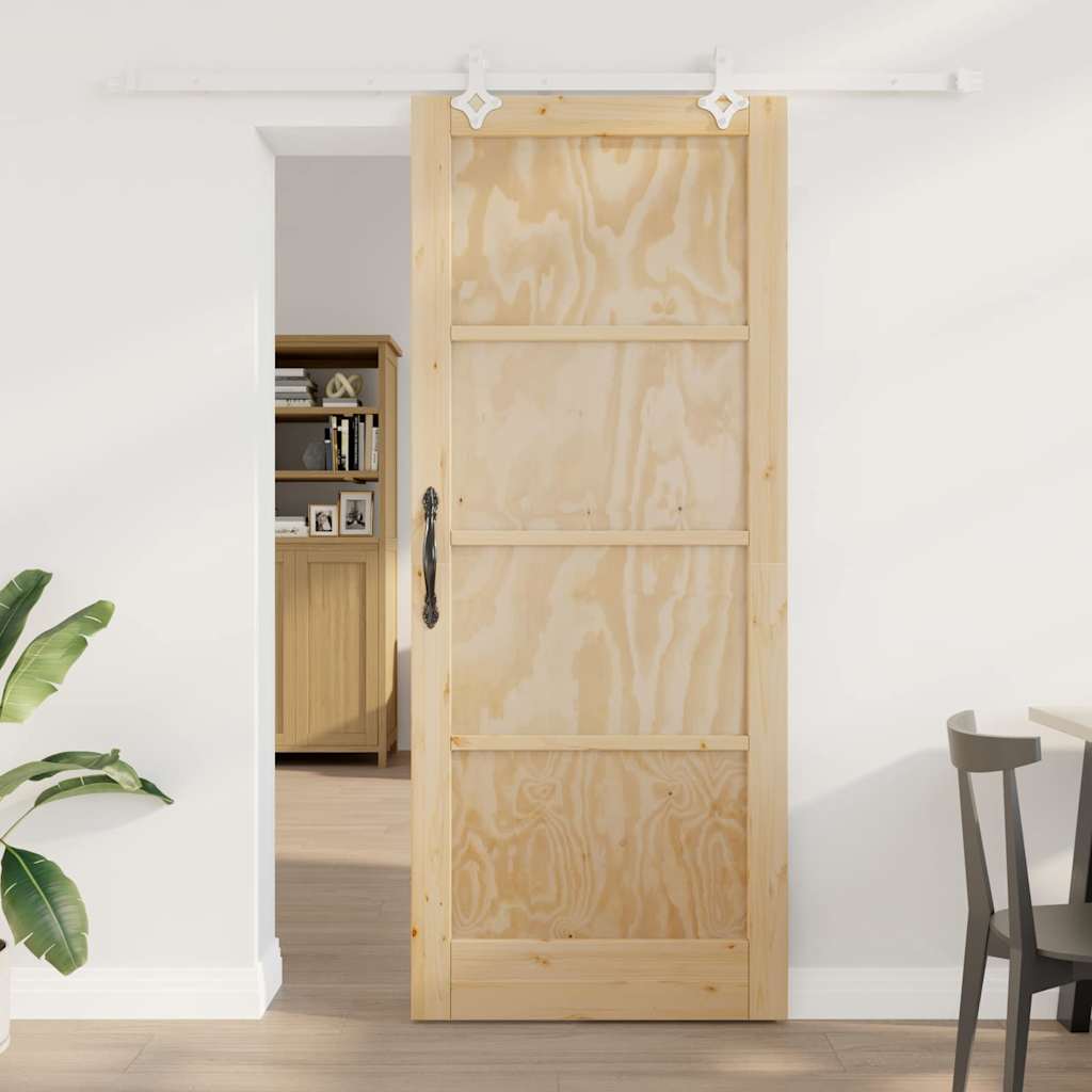 Sliding Door Manual Natural and white 86 x 211 cm