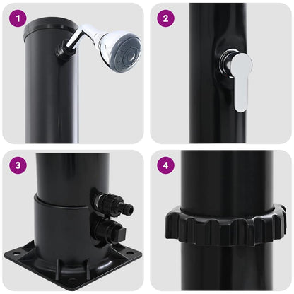 Outdoor Solar Shower Black 217 cm PVC and aluminium