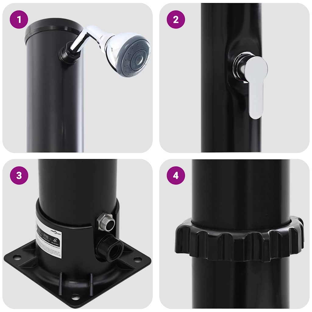 Outdoor Solar Shower Black 217 cm PVC and aluminium