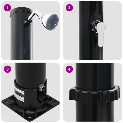 Outdoor Solar Shower Black 217 cm PVC and aluminium