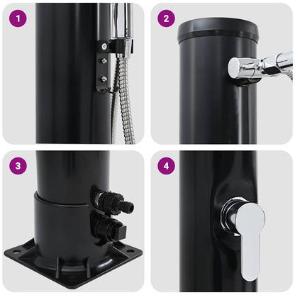 Outdoor Solar Shower Black 217 cm PVC and aluminium