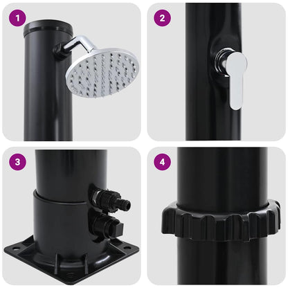 Outdoor Solar Shower Black 217 cm PVC and aluminium