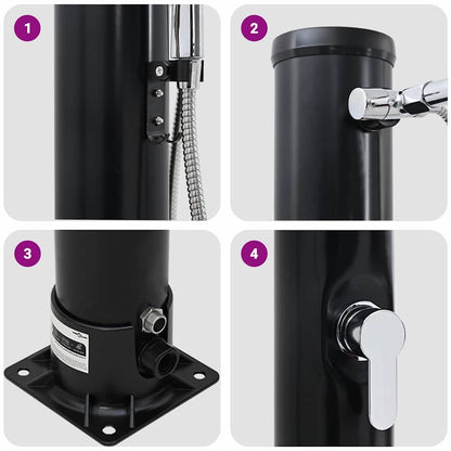 Outdoor Solar Shower Black 217 cm PVC and aluminium