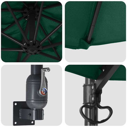 Garden Parasol Green and Black 248 x 248 x 148 cm
