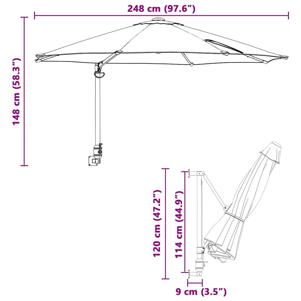 Garden Parasol Red and Black 248 x 248 x 148 cm
