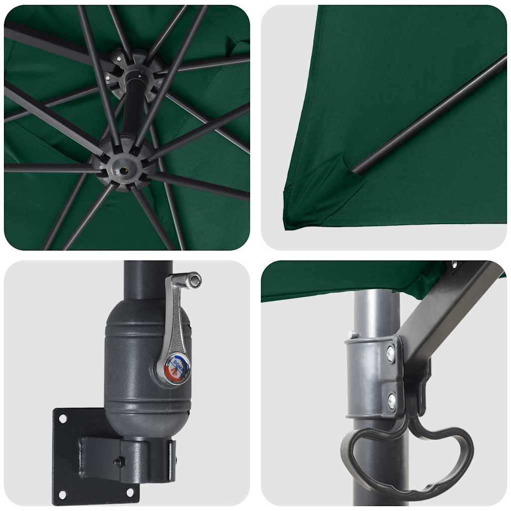 Garden Parasol Green and Black 248.5 x 247.5 x 160 cm