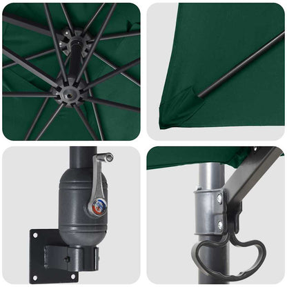Garden Parasol Green and Black 248.5 x 247.5 x 160 cm
