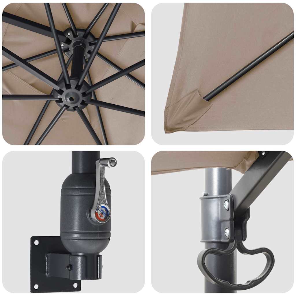 Garden Parasol Taupe and Black 248.5 x 247.5 x 160 cm