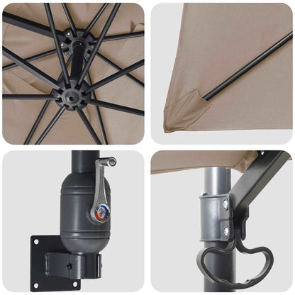 Garden Parasol Taupe and Black 248.5 x 247.5 x 160 cm