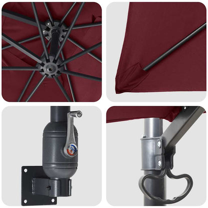 Garden Parasol Red and Black 248.5 x 247.5 x 160 cm