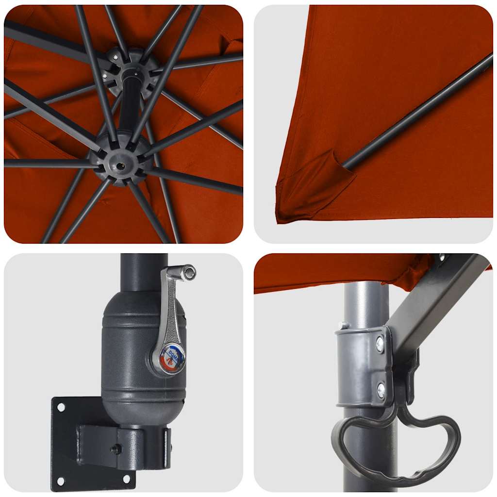 Garden Parasol Red and Black 248.5 x 247.5 x 160 cm