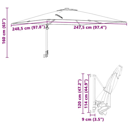 Garden Parasol Red and Black 248.5 x 247.5 x 160 cm