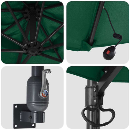 Garden Parasol Manual Green and Black 248 x 248 x 148 cm
