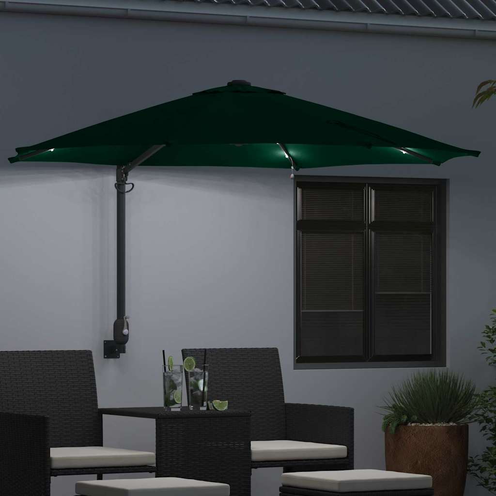 Garden Parasol Manual Green and Black 248 x 248 x 148 cm