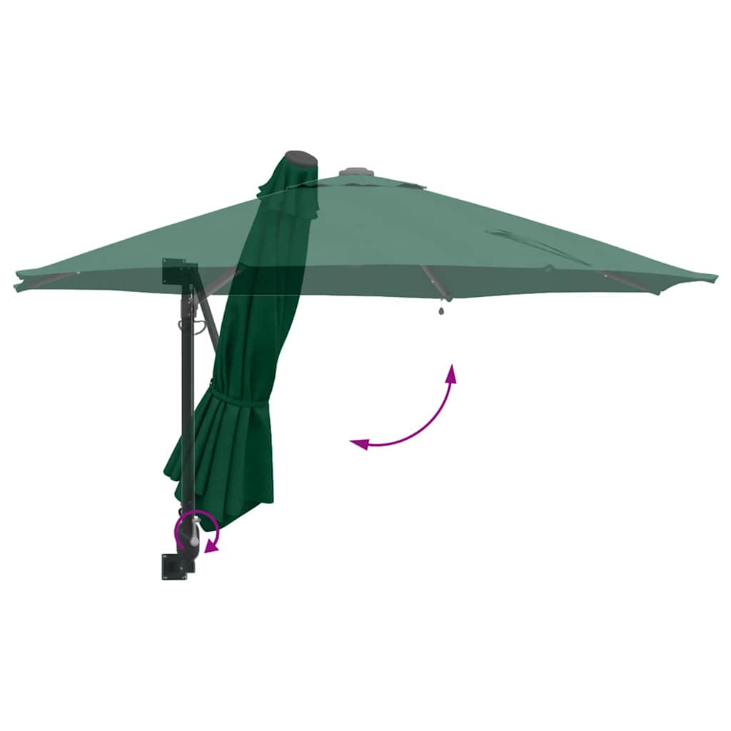 Garden Parasol Manual Green and Black 248 x 248 x 148 cm