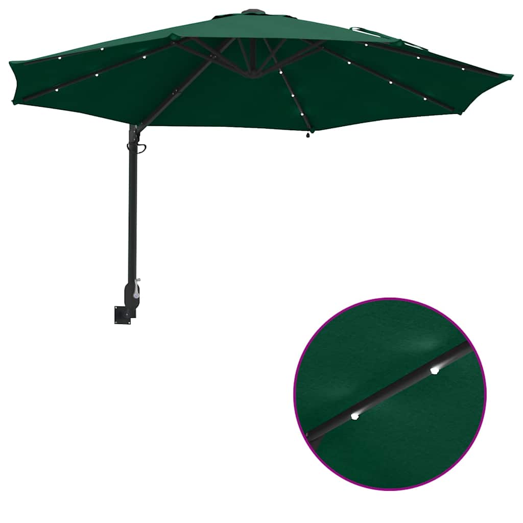 Garden Parasol Manual Green and Black 248 x 248 x 148 cm