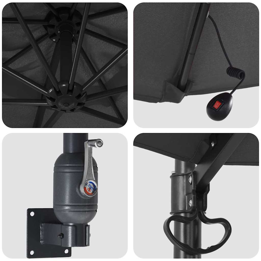 Garden Parasol Manual Anthracite and Black 248 x 248 x 148 cm