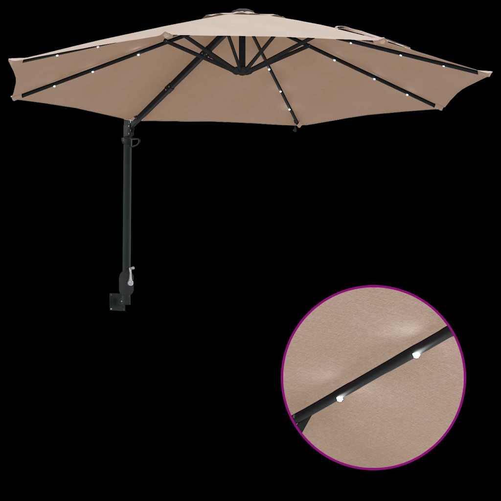 Garden Parasol Manual Taupe and Black 248 x 248 x 148 cm