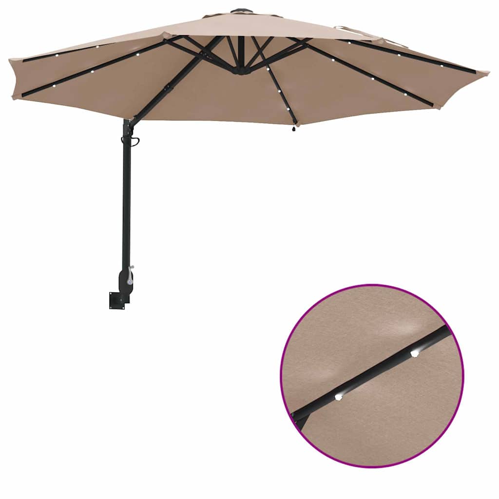 Garden Parasol Manual Taupe and Black 248 x 248 x 148 cm