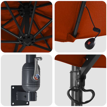 Garden Parasol Manual Red and Black 248 x 248 x 148 cm